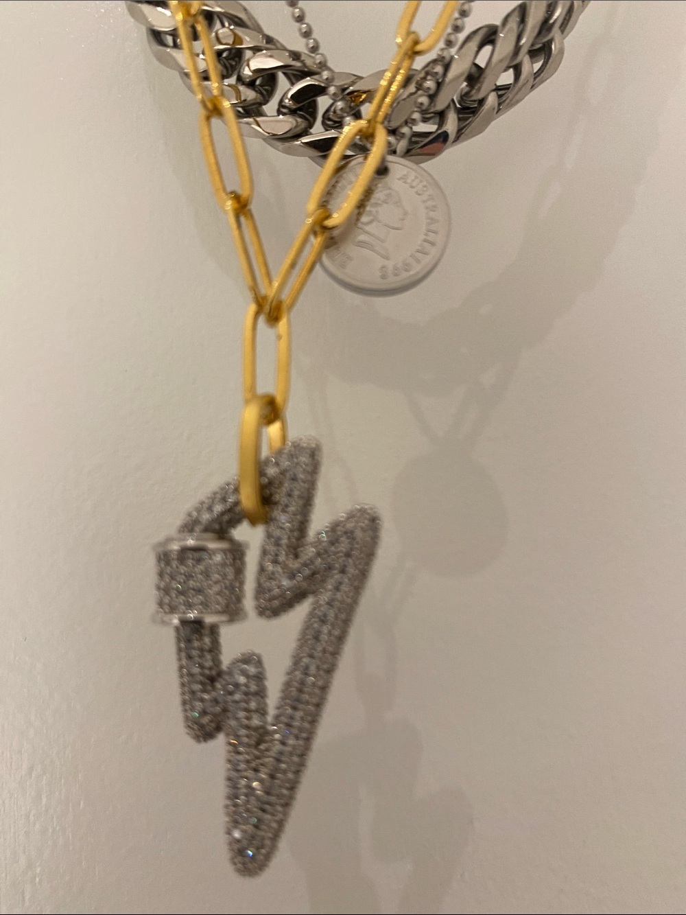 NWOT Artizan Joyeria Three Piece “Lightning Themed) Mixed Metal Necklace Set - Picture 4 of 6